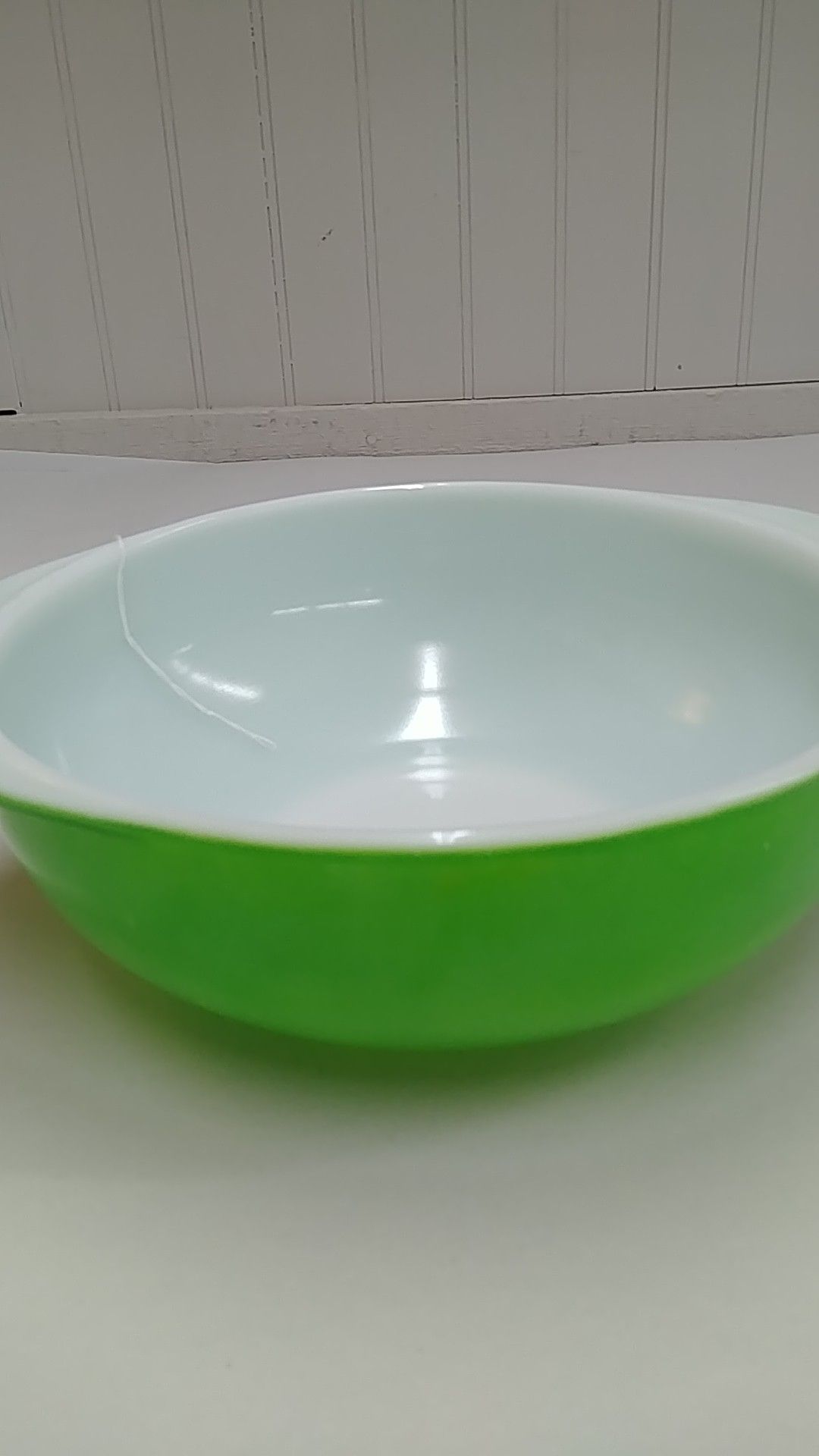 Green Pyrex dish