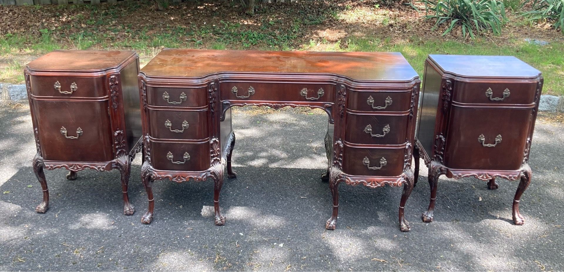 VINTAGE AMERICAN FURNITURE DESK, END TABLES CHAIR ORNATE ANTIQUE