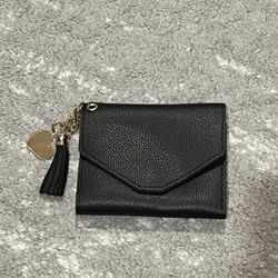 Black wallet with heart chain