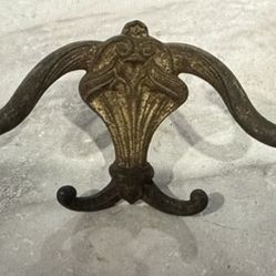 2 Antique Victorian Style Metal Coat Hat Hanger with Double Hooks ~ 8 Inches