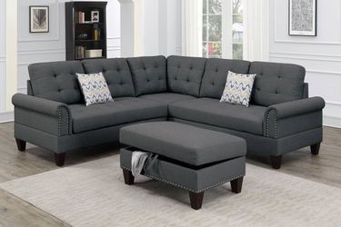 3-PC SECTIONAL W/2 ACCENT PILLOW (OTTOMAN INCLUDED) f6474