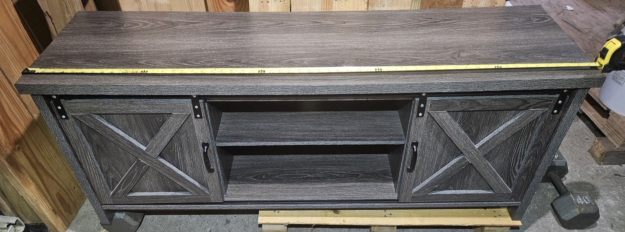 Dark Gray, Rustic Farmhouse Sliding Barn Door Storage Cabinet~~》$60