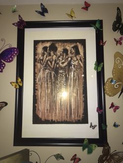 Beautiful black woman large framed wall art