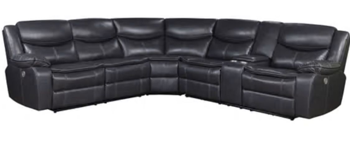 Sectional, Power Reclining, Gray Leather, New In boxes, Free Delivery
