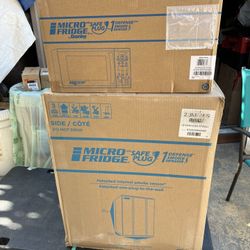 New microfridge size 2 ft top x 18.5” wide x 18” Back fridge have 1 dent on the bottom but nothing else asking $300 