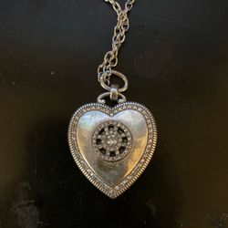 Vintage Brighton 4K Diamond Heart Locket Necklace 
