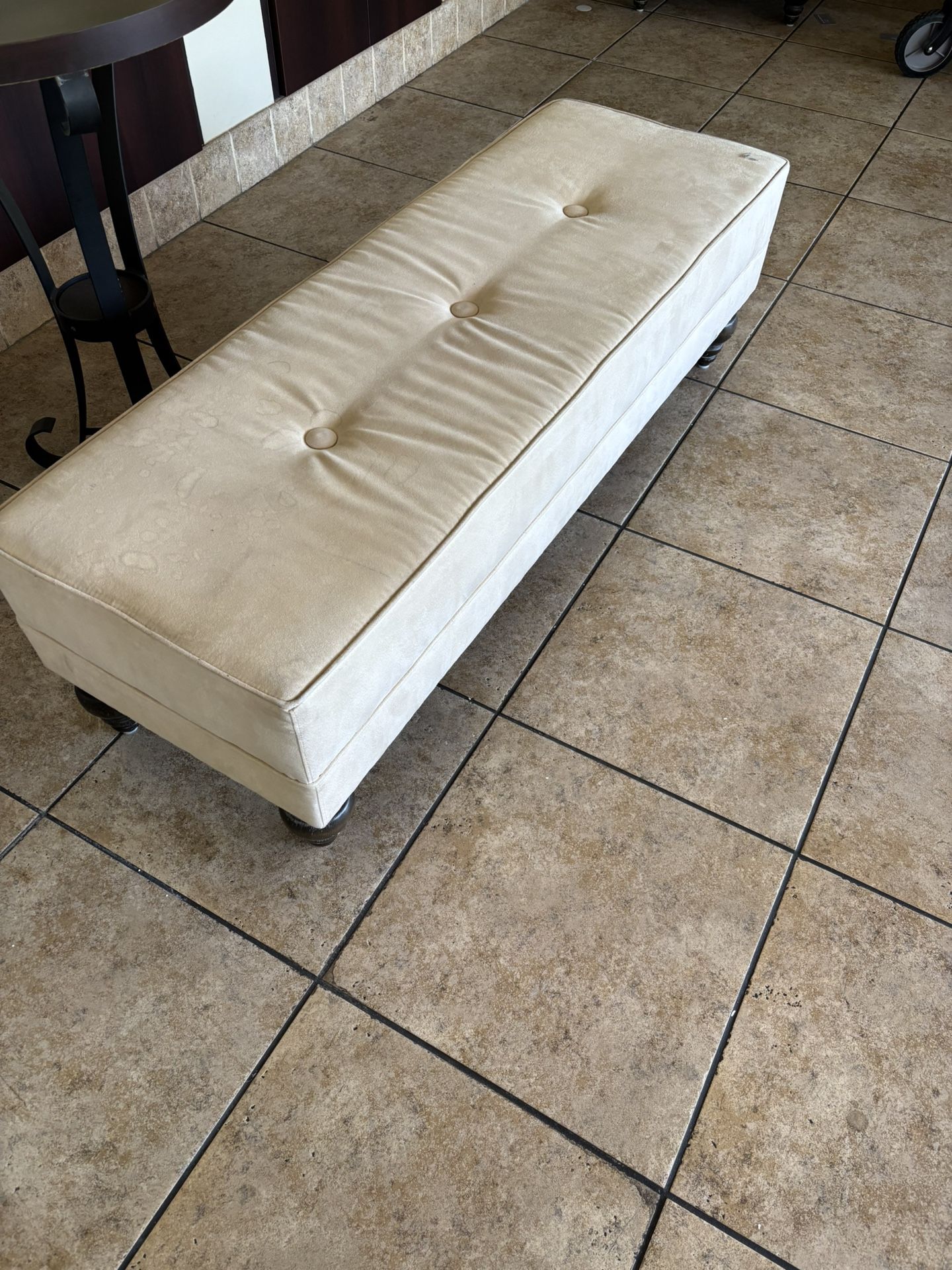 Off White Suede Ottoman