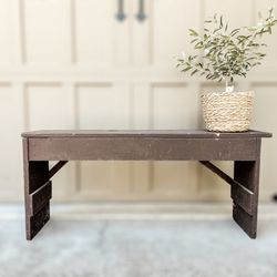 Vintage Wood Primitive Bench Brown 39” Indoor Outdoor Seating Sturdy