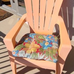 Resin Adirondack Chairs With Floral Outdoor  Cushions