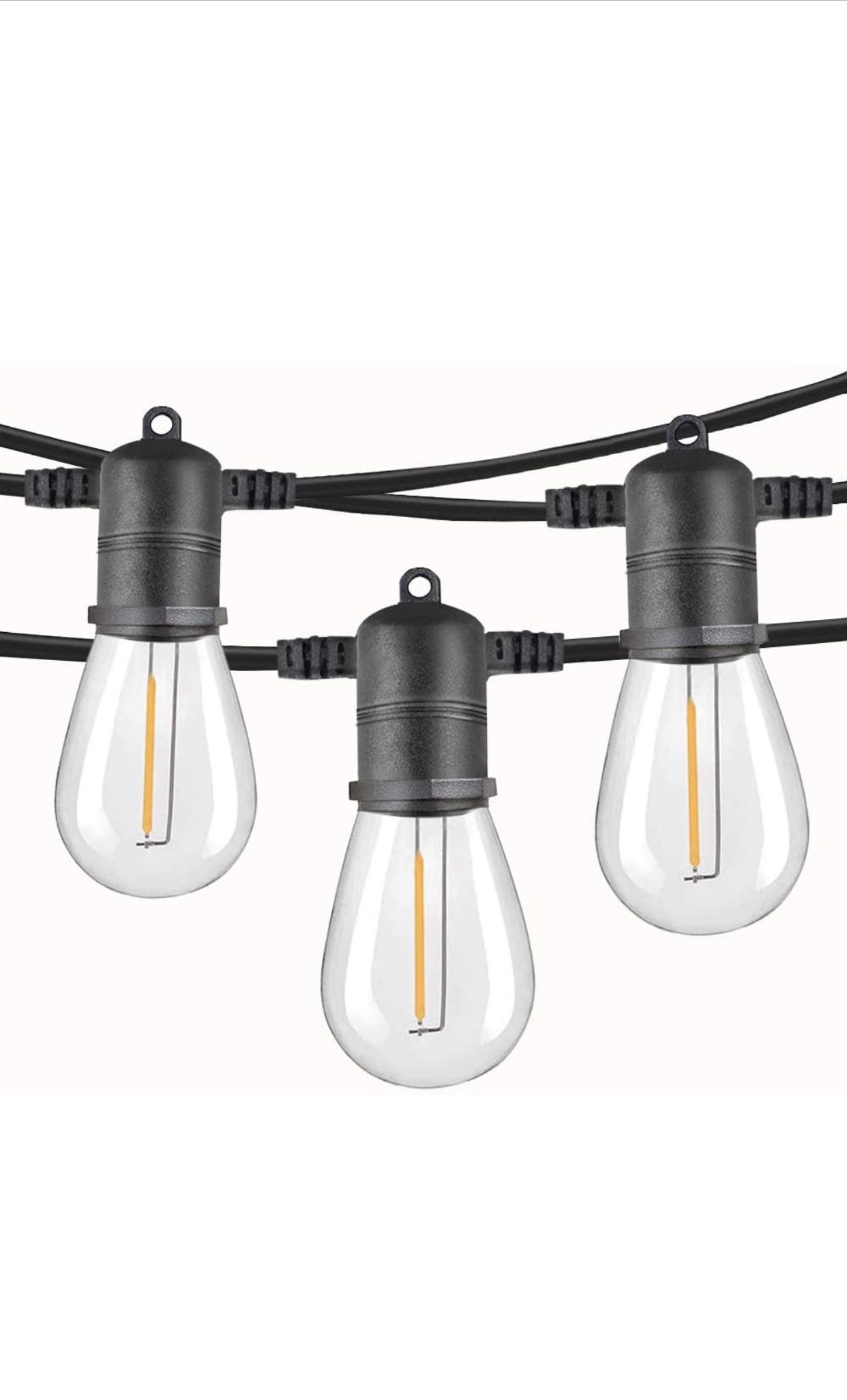 Outdoor String Lights 48Ft Globe Patio Lighting S14 LED Bulbs for Outside Yard Gazebo Party Wedding Tents Porch Garden Bistro Pergola Backyard Deck H