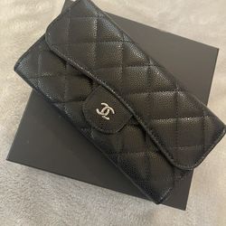Black Quilted Long Wallet 