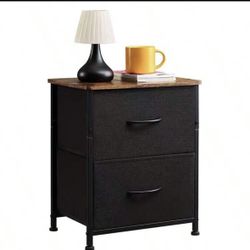 Nightstand in black and wood color above