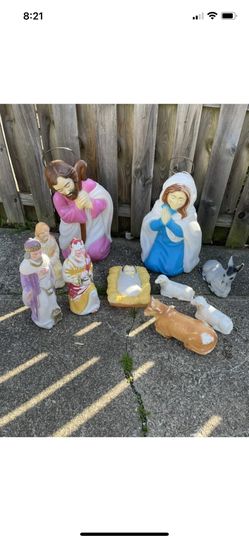 Vintage Empire / Polgron?Christmas Nativity Blow Mold Set 10 pieces good shape