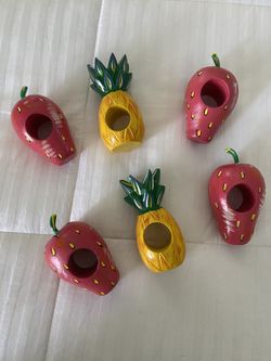 Six wood pineapple and strawberry napkin holder’s Made in the Philippines