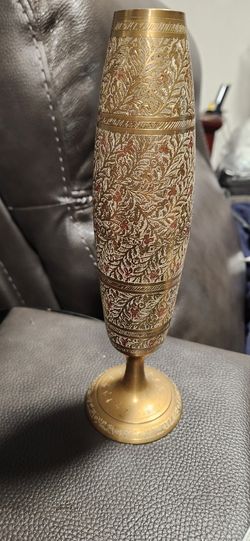 Vintage Indian Brass Vase , Decor 