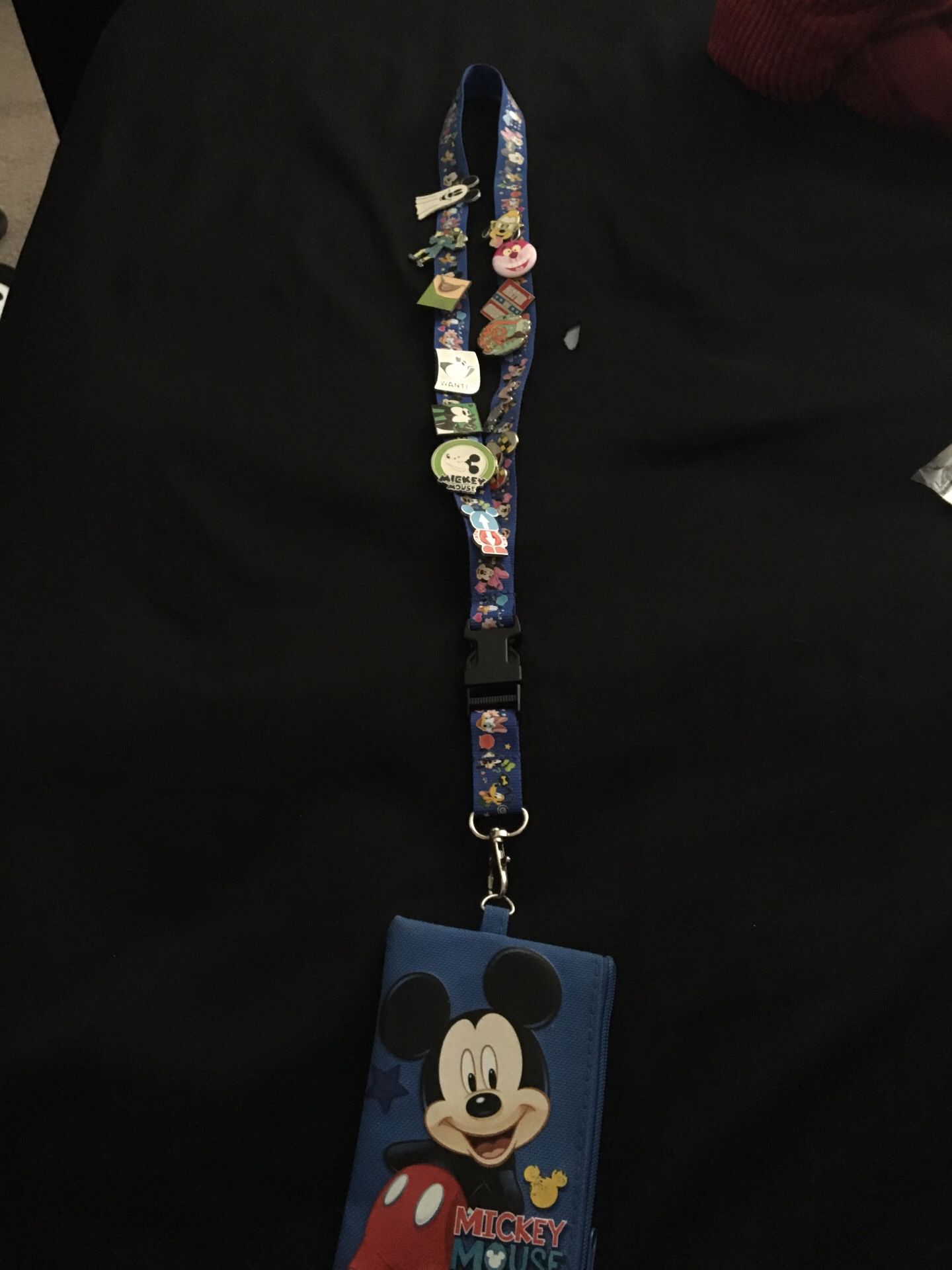Disney Mickey Mouse Lanyard W/ Disney Character pins
