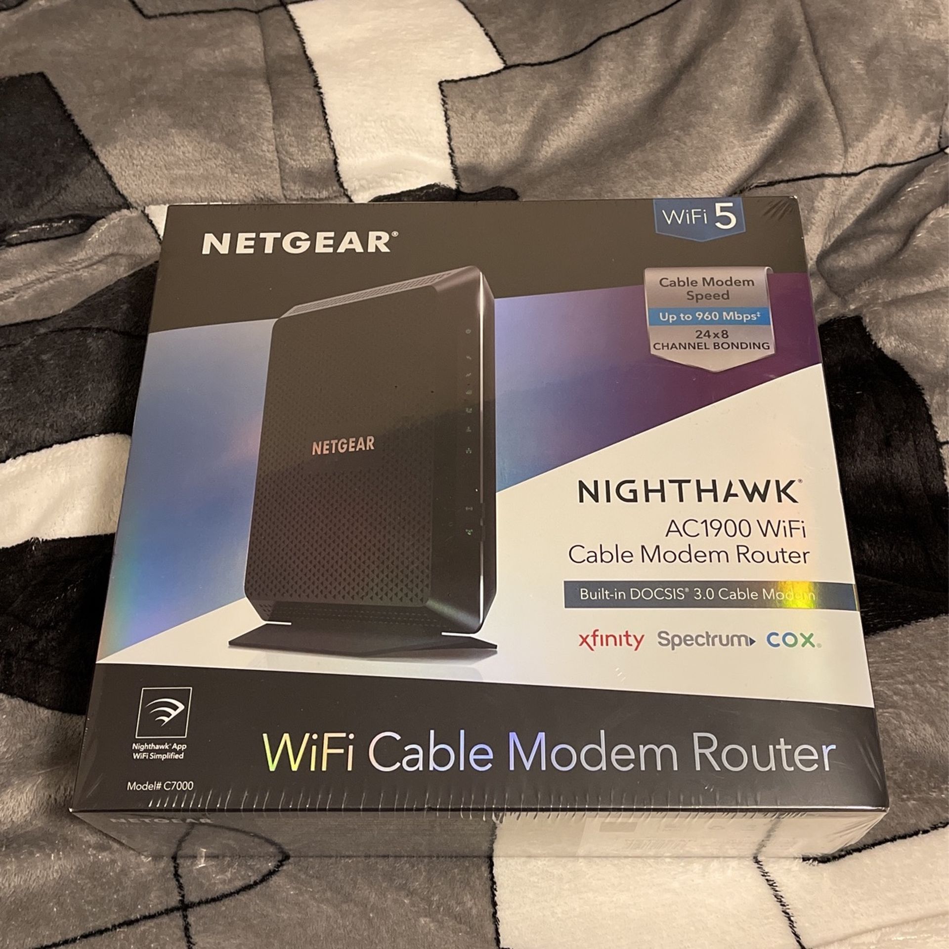 BRAND NEW NETGEAR NIGHTHAWK AC1900 WIFI CABLE MODEM ROUTER BUILT DOCSIS 3.0 CABLE MODEM MODEL C7000