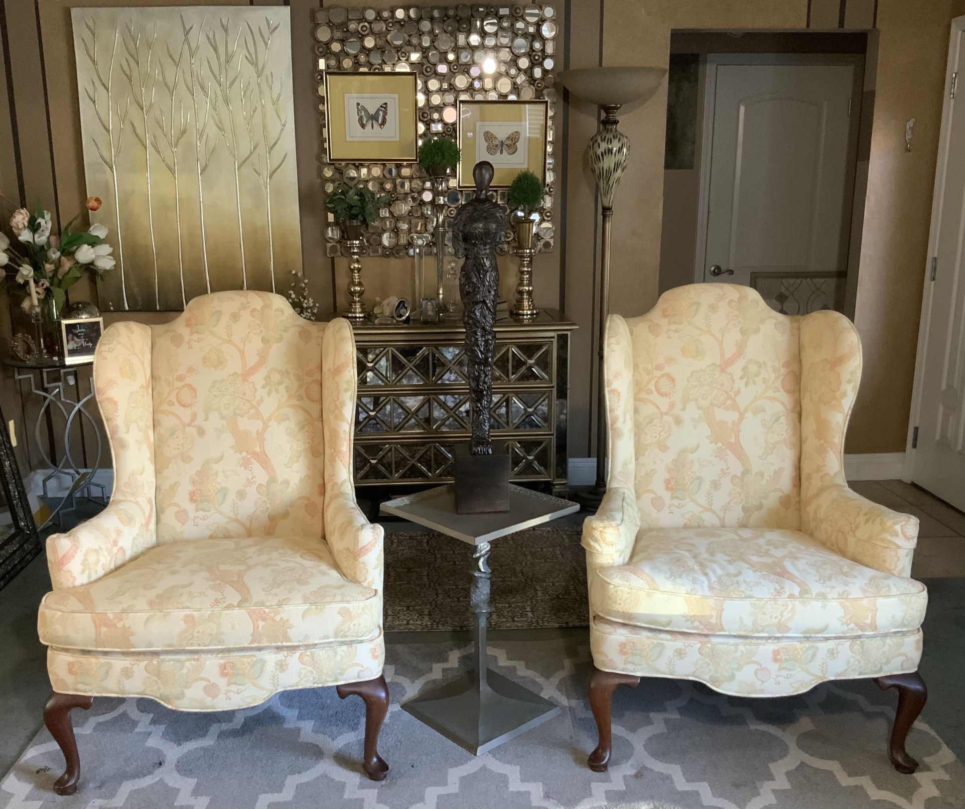 Queen Anne Wingback Chairs 