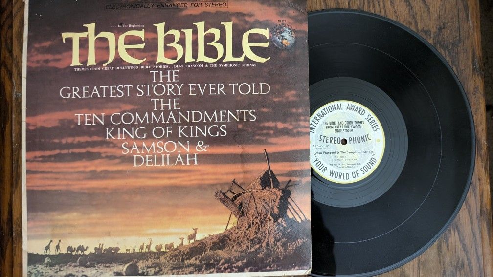 33 Lp Record The Bible, The Greatest Story Ever Told. The Ten Commandments King Of Kings. Samson & Delilah AKS-273-A Dean Franconi & The Symphonic Str