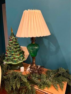 Antique/Vintage Green Glass Lamp