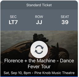 2 Tickets To Florence & The Machine (Pine Knob)  Thumbnail