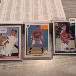 3 Chipper Jones Rookie Cards. Only $20!!!
