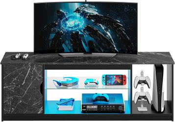 Bestier LED TV Stand for 55/60/65 Inch TV, Gaming Entertainment Center with Cabinet for PS5, Xbox,M
