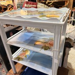 Vintage 3-tier End Table - Hand Painted 
