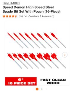 🛠️DIABLO Speed Demon High Speed Steel Spade Bit Set With Pouch (16-Piece)