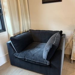 Restoration Hardware RH Cloud Sofa in Blue Velvet