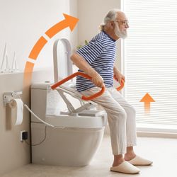 Electric Raised Toilet Seat, Powered Toilet Seat Riser for Seniors, Elevated Toilet Seat with Handles, Toilet Lift Assist, Support to 330LBS, AX12