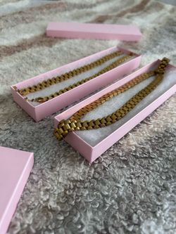 18K Gold Plated Chain & Matching Bracelet Set Luxury Men’s Jewelry Bundle