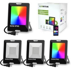 Smart RGB LED Flood Light 50W Eqv 500W, Outdoor Color Changing Stage Lights with APP Control, DIY Scenes Flood Lights with IP66 Waterproof for Christm