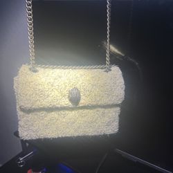 Kurt Geiger Cream Fuzzy Chain Shoulder Bag 