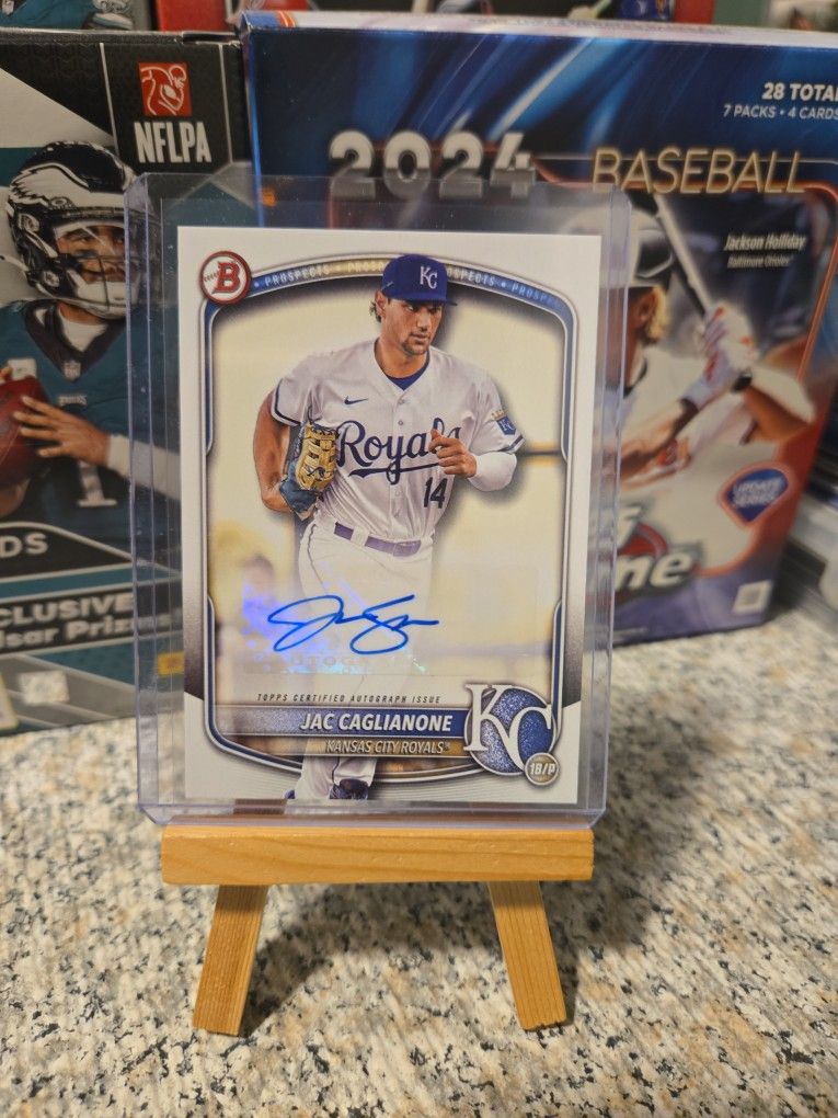 2025 Bowman Prospects Jac Caglianone Auto Royals #1 Prospect.