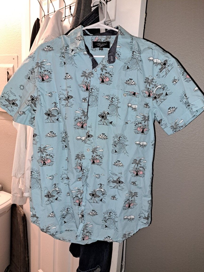 Mens Button Down Shirt Skeleton Print