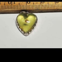 Small Matthew 17:20 Heart Pendent Unknown Gem, Sterling Silver 925