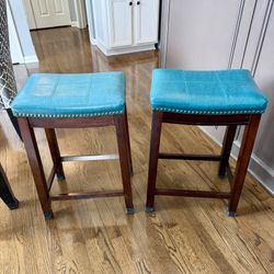 Counter Height Stools (2) Blue Turquoise