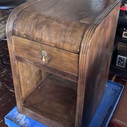 Vintage 1940’s Waterfall Design Nightstand Bedside Table / Side Table