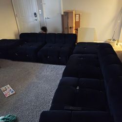 All Black 6 piece u shaped sectional sofa