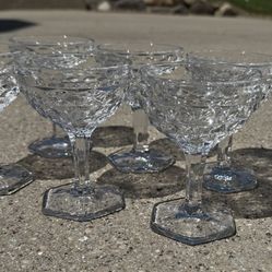 Set of 7 Vintage Glass Dessert & Champagne Coupes – Floating Candle Wedding Accents