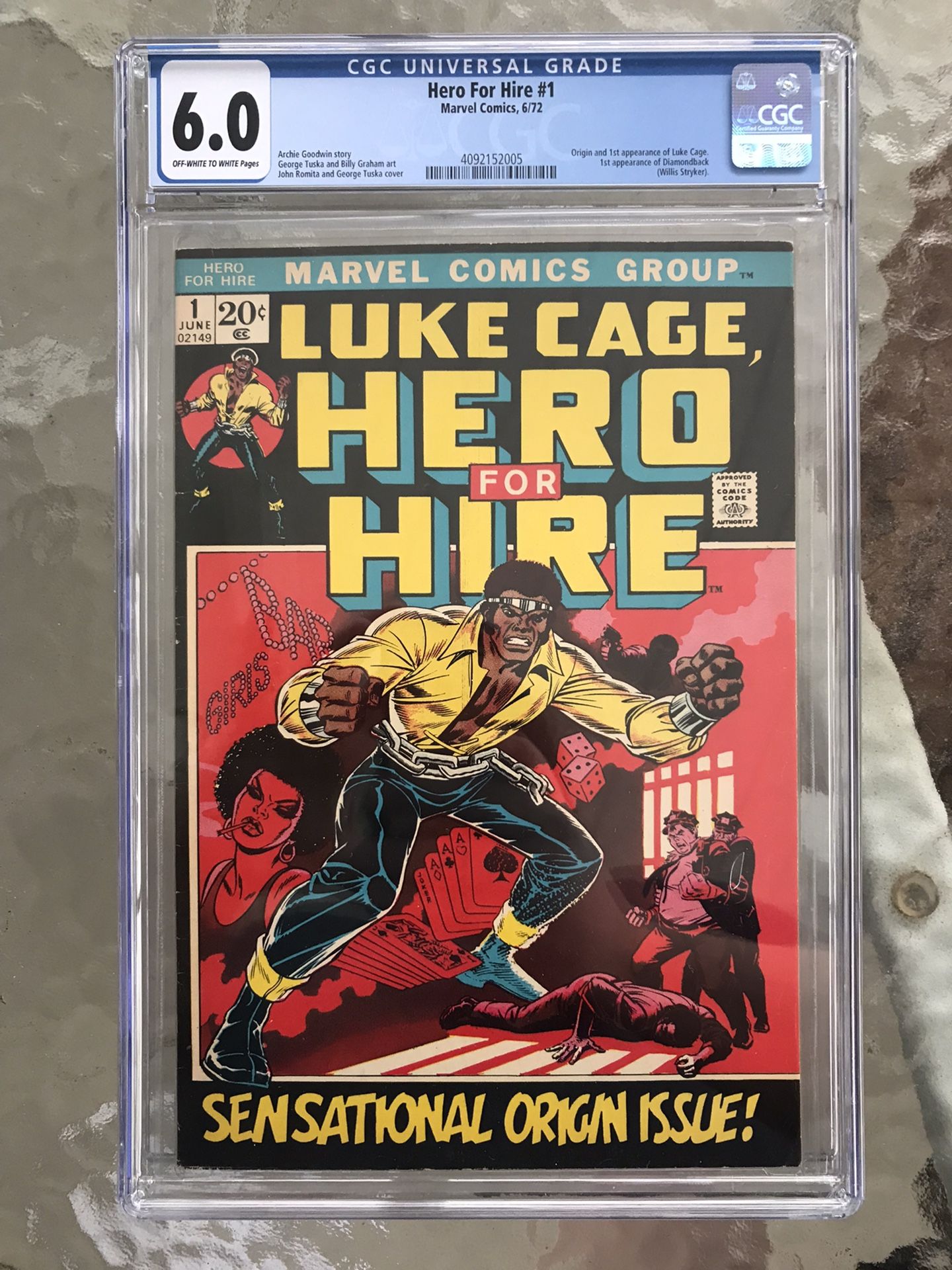 Hero for Hire #1 (1972) CGC 6.0 — O/w To White Pages; 1st & Origin of Luke Cage 