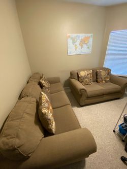 Tan Sofa and Loveseat Set