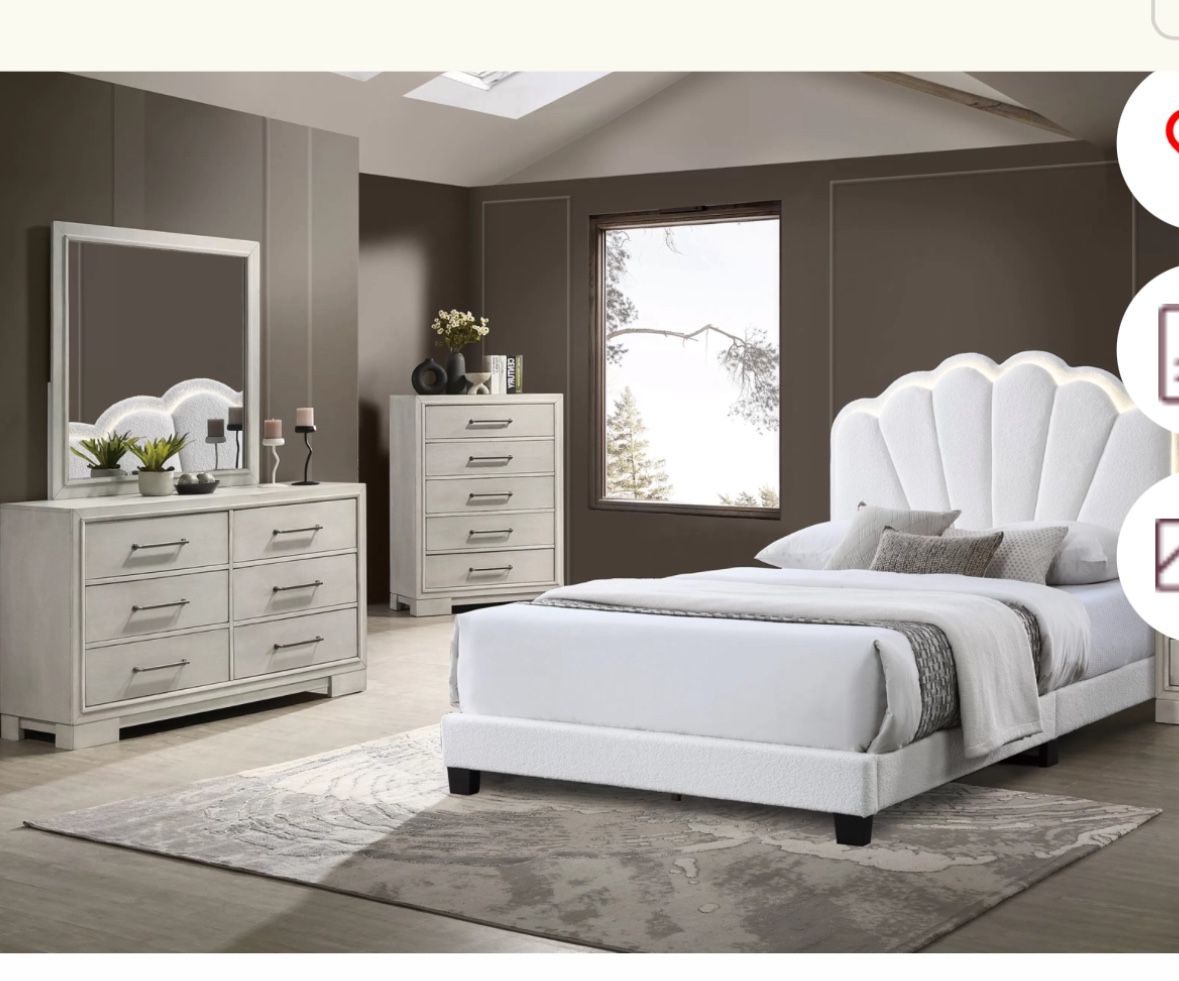 4- Pc Bedroom set Dresser,Mirror Nightstand (1) Queen size bed frame Not including Mattress and Box Sp
