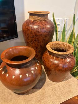 3 Indonesian Terra-cotta Vases