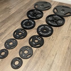 Brand NEW Full Set Of Olympic Weight Plates [Cast iron = 245 lbs]