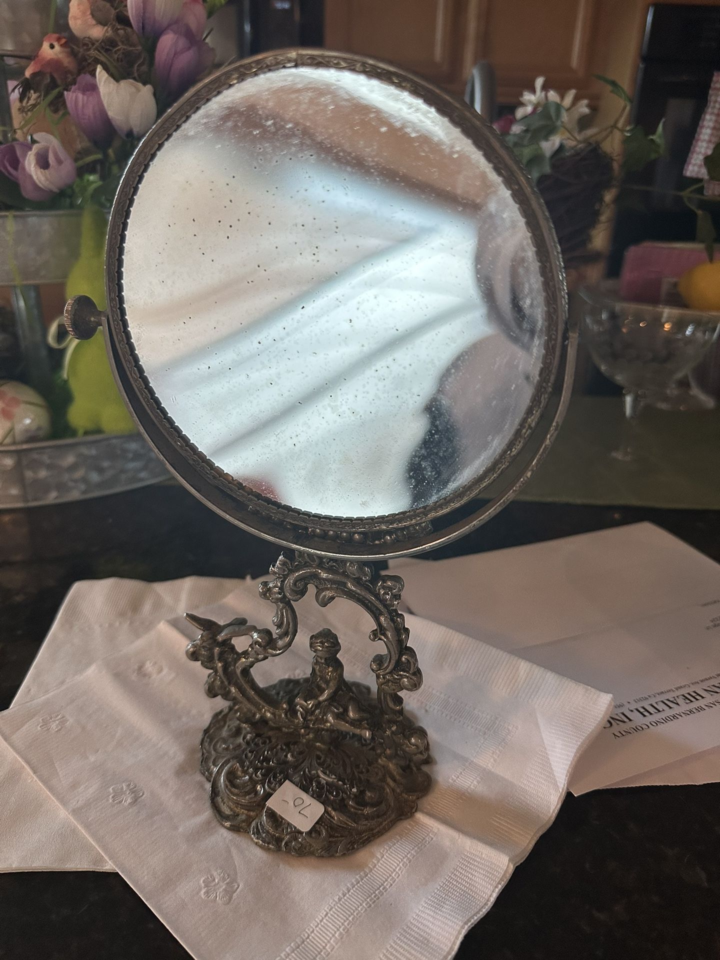 Antique Pewter Mirror