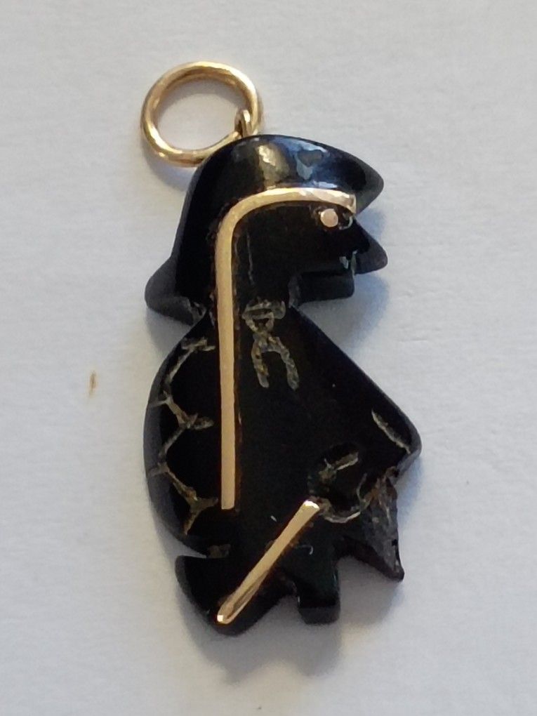 10k Yellow Gold Agate Black Onyx Charm