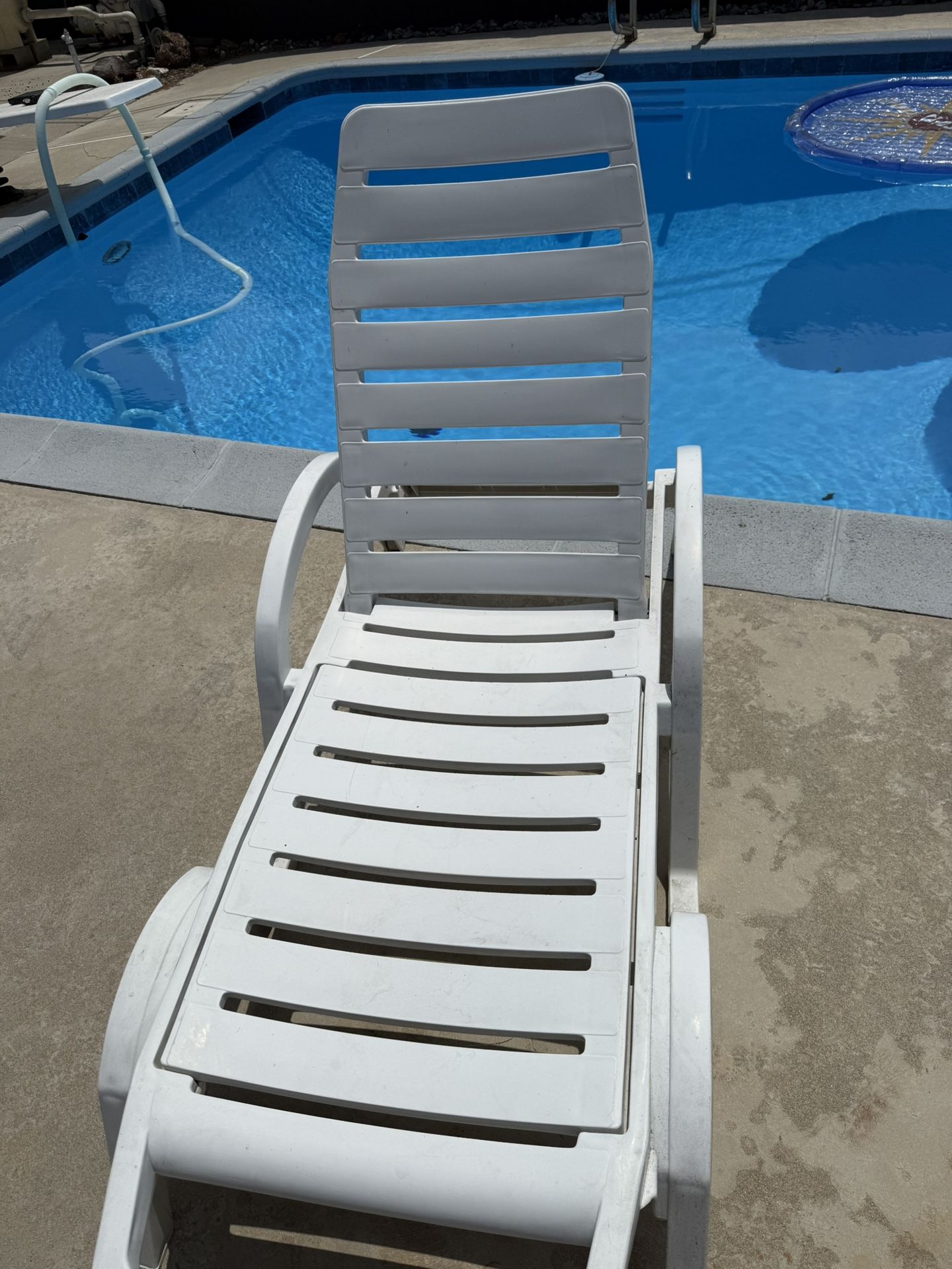 2 Pool Chairs. Adjustable Backs With Wheels.