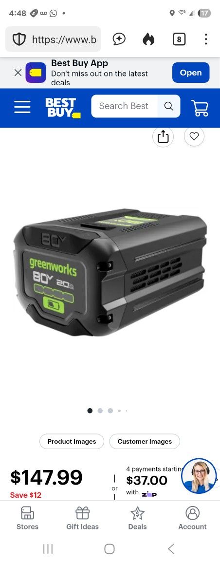 Greenworks - 80 Volt 2.0Ah Power Tool Battery